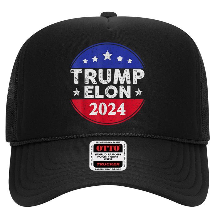 Funny Elon & Trump Vance For President 2024 High Crown Mesh Back Trucker Hat