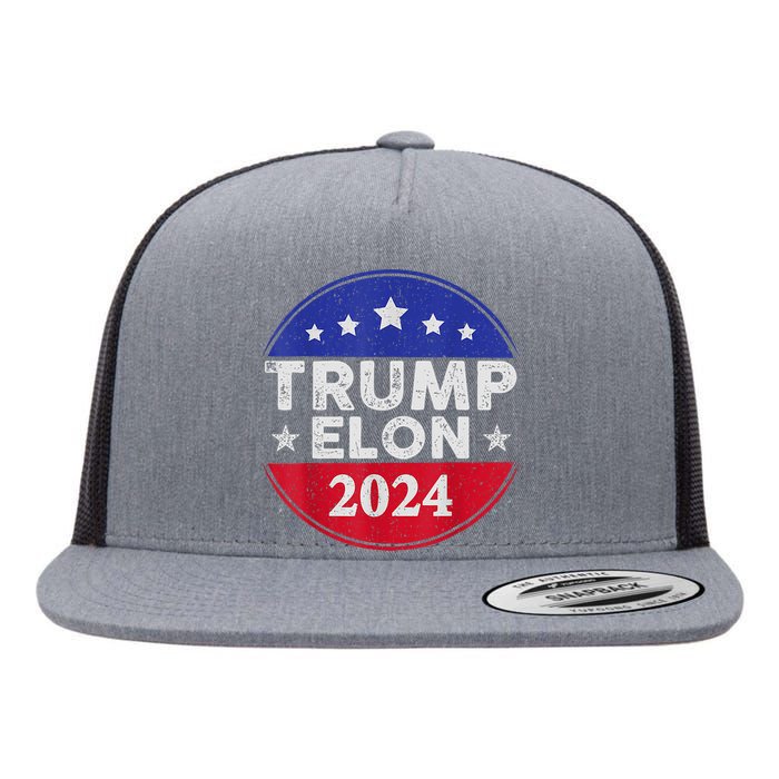 Funny Elon & Trump Vance For President 2024 Flat Bill Trucker Hat