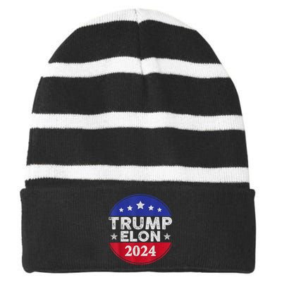 Funny Elon & Trump Vance For President 2024 Striped Beanie with Solid Band