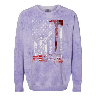 Fire Engine Truck Axe Thin Red Line Firetruck Colorblast Crewneck Sweatshirt