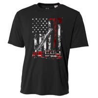 Fire Engine Truck Axe Thin Red Line Firetruck Cooling Performance Crew T-Shirt