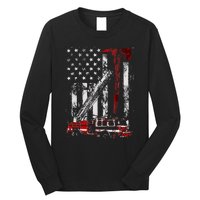 Fire Engine Truck Axe Thin Red Line Firetruck Long Sleeve Shirt