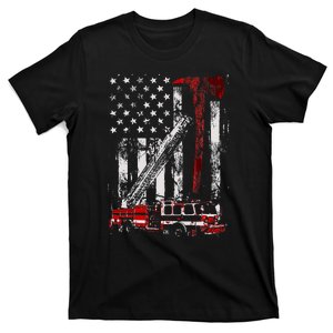 Fire Engine Truck Axe Thin Red Line Firetruck T-Shirt