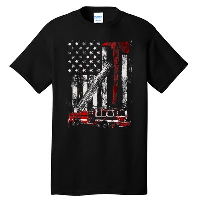 Fire Engine Truck Axe Thin Red Line Firetruck Tall T-Shirt