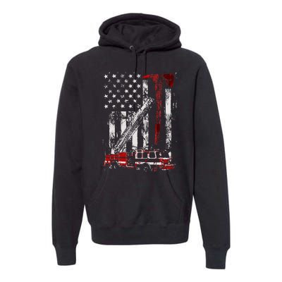 Fire Engine Truck Axe Thin Red Line Firetruck Premium Hoodie