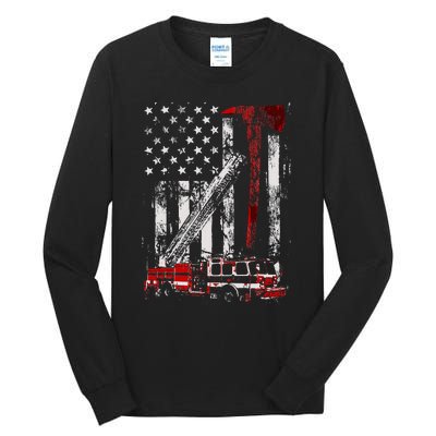 Fire Engine Truck Axe Thin Red Line Firetruck Tall Long Sleeve T-Shirt