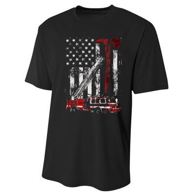 Fire Engine Truck Axe Thin Red Line Firetruck Performance Sprint T-Shirt