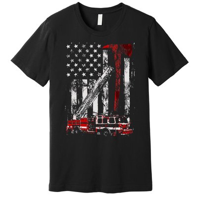 Fire Engine Truck Axe Thin Red Line Firetruck Premium T-Shirt