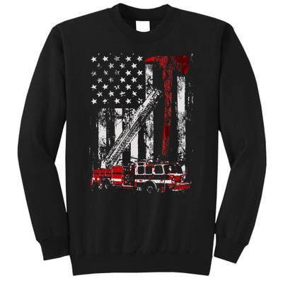 Fire Engine Truck Axe Thin Red Line Firetruck Tall Sweatshirt