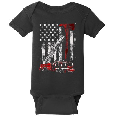 Fire Engine Truck Axe Thin Red Line Firetruck Baby Bodysuit