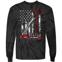 Fire Engine Truck Axe Thin Red Line Firetruck Tie-Dye Long Sleeve Shirt