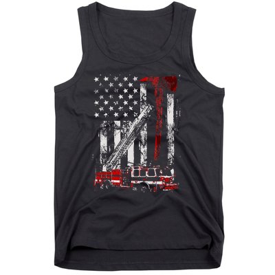 Fire Engine Truck Axe Thin Red Line Firetruck Tank Top