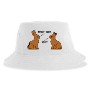 Funny Easter TShirt, My Butt Hurts What, Funny Easter Egg Chocolate Bunny Sustainable Bucket Hat