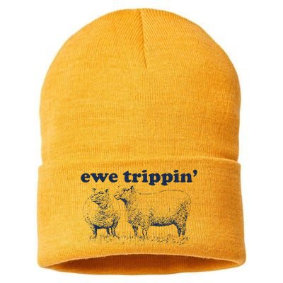 Farmer Ewe Trippin Funny Sustainable Knit Beanie