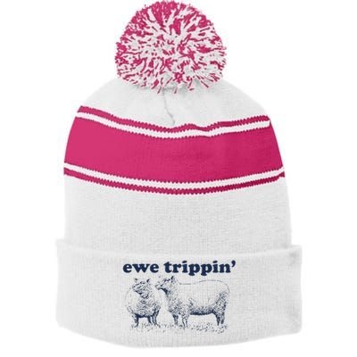 Farmer Ewe Trippin Funny Stripe Pom Pom Beanie