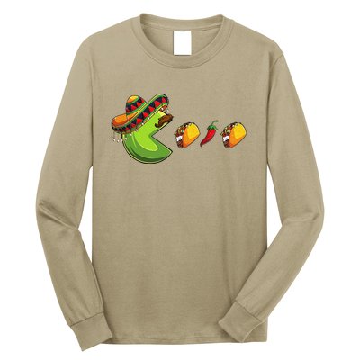 Funny Eating Tacos Cinco De Mayo Woman Mexican Long Sleeve Shirt