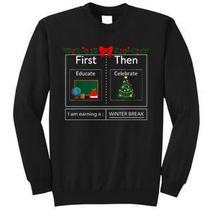 First Educate Then Celebrate Winter Break Christmas Teacher Sweatshirt