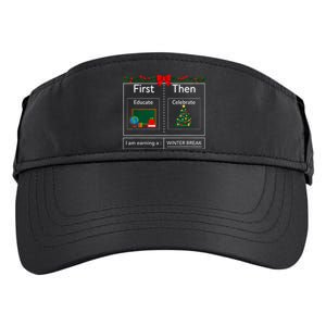 First Educate Then Celebrate Winter Break Christmas Teacher Adult Drive Performance Visor