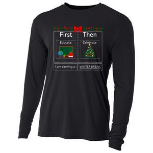 First Educate Then Celebrate Winter Break Christmas Teacher Cooling Performance Long Sleeve Crew