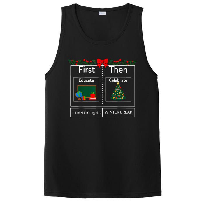 First Educate Then Celebrate Winter Break Christmas Teacher PosiCharge Competitor Tank