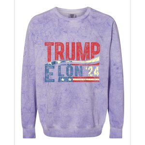 Funny Elon & Trump Vance For President 2024 Colorblast Crewneck Sweatshirt