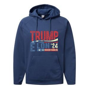 Funny Elon & Trump Vance For President 2024 Performance Fleece Hoodie