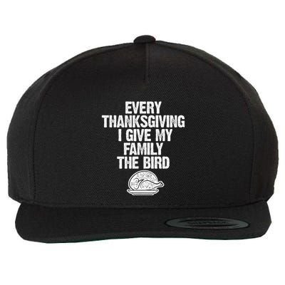 Funny Every Thanksgiving I Give My Family The Bird Adult Wool Snapback Cap