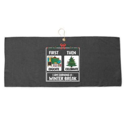 First Educate Then Celebrate Christmas Teacher Winter Break Large Microfiber Waffle Golf Towel