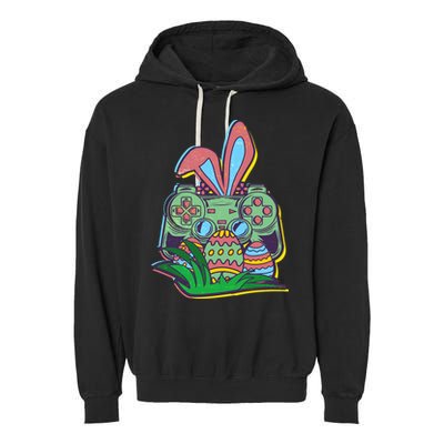 Funny Easter Time Gamer Bunny Ears Controller Easter Eggs Garment-Dyed Fleece Hoodie
