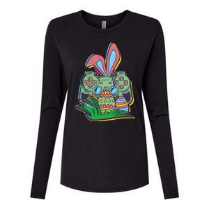 Funny Easter Time Gamer Bunny Ears Controller Easter Eggs Womens Cotton Relaxed Long Sleeve T-Shirt