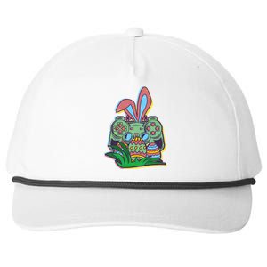 Funny Easter Time Gamer Bunny Ears Controller Easter Eggs Snapback Five-Panel Rope Hat