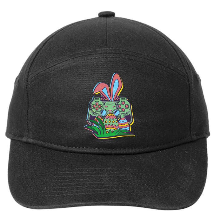 Funny Easter Time Gamer Bunny Ears Controller Easter Eggs 7-Panel Snapback Hat