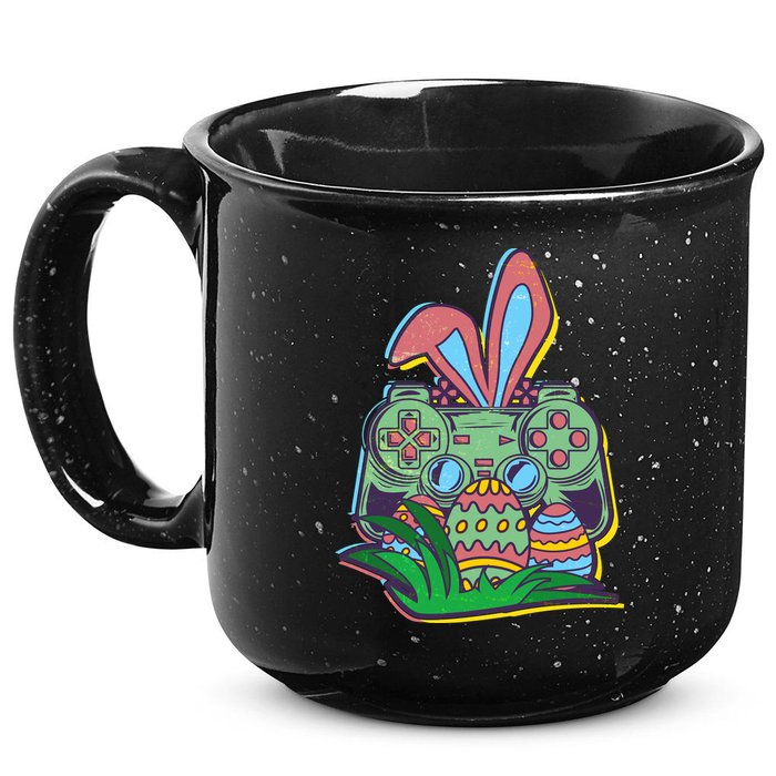 Funny Easter Time Gamer Bunny Ears Controller Easter Eggs 15oz Campfire Ceramic Mug