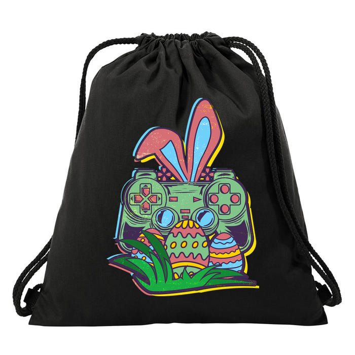 Funny Easter Time Gamer Bunny Ears Controller Easter Eggs Drawstring Bag