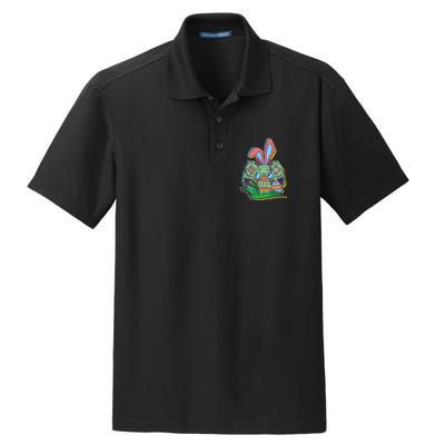 Funny Easter Time Gamer Bunny Ears Controller Easter Eggs Dry Zone Grid Polo