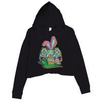 Funny Easter Time Gamer Bunny Ears Controller Easter Eggs Crop Fleece Hoodie