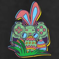 Funny Easter Time Gamer Bunny Ears Controller Easter Eggs Crop Fleece Hoodie