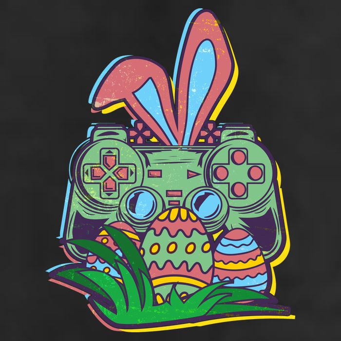 Funny Easter Time Gamer Bunny Ears Controller Easter Eggs Crop Fleece Hoodie