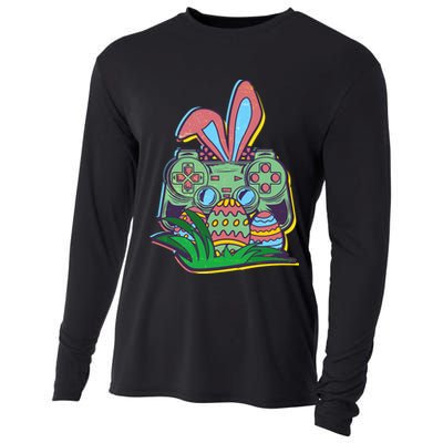 Funny Easter Time Gamer Bunny Ears Controller Easter Eggs Cooling Performance Long Sleeve Crew