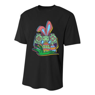 Funny Easter Time Gamer Bunny Ears Controller Easter Eggs Youth Performance Sprint T-Shirt