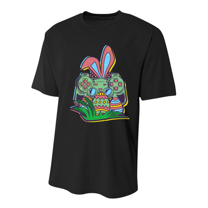 Funny Easter Time Gamer Bunny Ears Controller Easter Eggs Youth Performance Sprint T-Shirt
