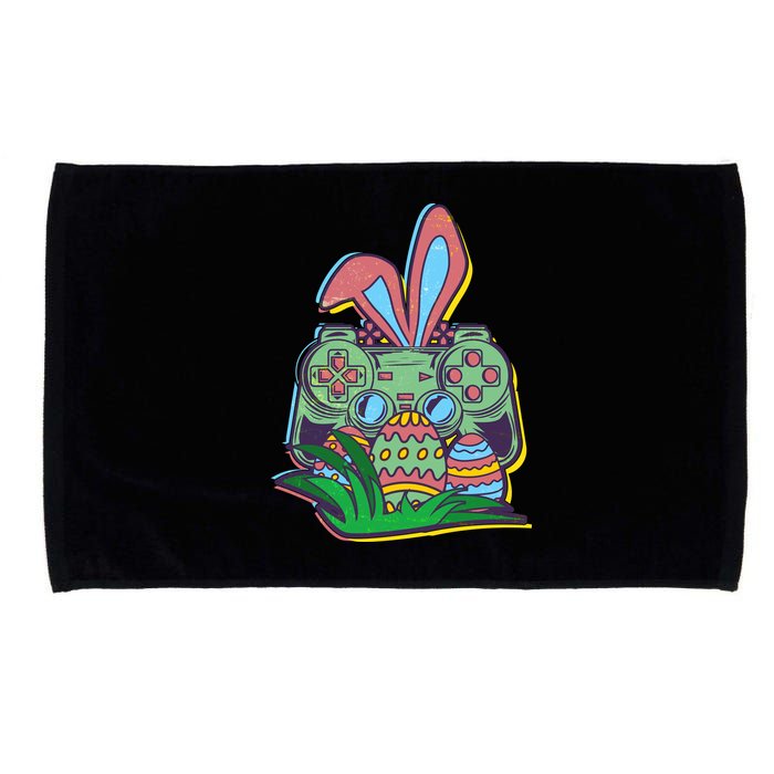 Funny Easter Time Gamer Bunny Ears Controller Easter Eggs Microfiber Hand Towel