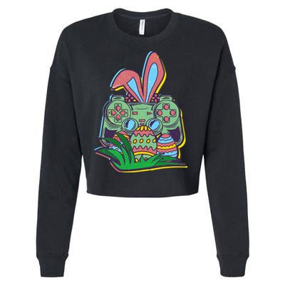 Funny Easter Time Gamer Bunny Ears Controller Easter Eggs Cropped Pullover Crew