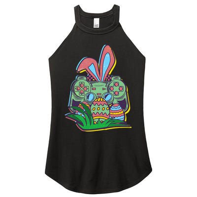 Funny Easter Time Gamer Bunny Ears Controller Easter Eggs Women's Perfect Tri Rocker Tank