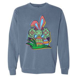 Funny Easter Time Gamer Bunny Ears Controller Easter Eggs Garment-Dyed Sweatshirt