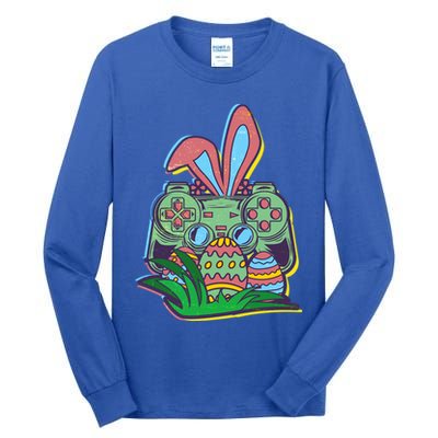 Funny Easter Time Gamer Bunny Ears Controller Easter Eggs Tall Long Sleeve T-Shirt