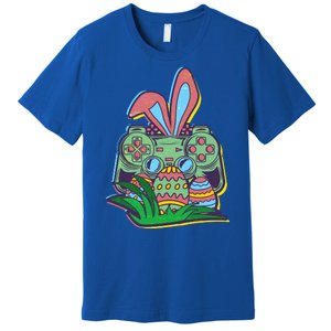 Funny Easter Time Gamer Bunny Ears Controller Easter Eggs Premium T-Shirt