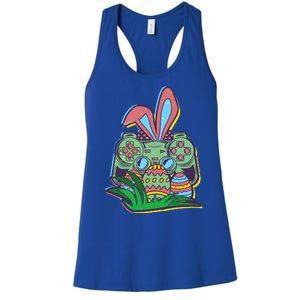 Funny Easter Time Gamer Bunny Ears Controller Easter Eggs Women's Racerback Tank