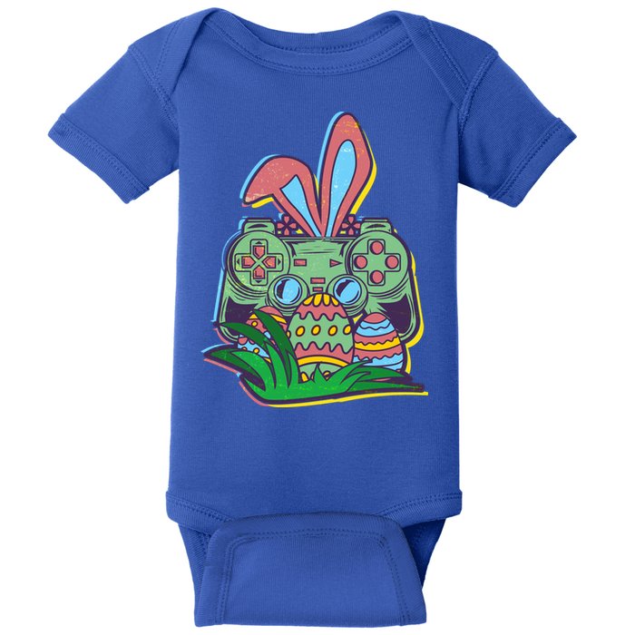 Funny Easter Time Gamer Bunny Ears Controller Easter Eggs Baby Bodysuit