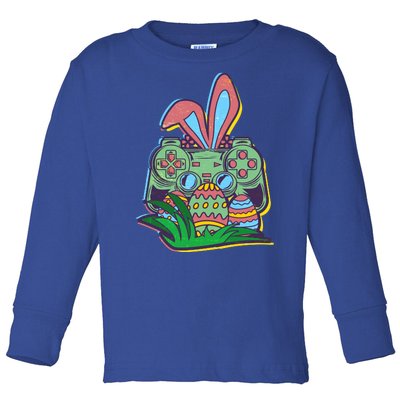 Funny Easter Time Gamer Bunny Ears Controller Easter Eggs Toddler Long Sleeve Shirt